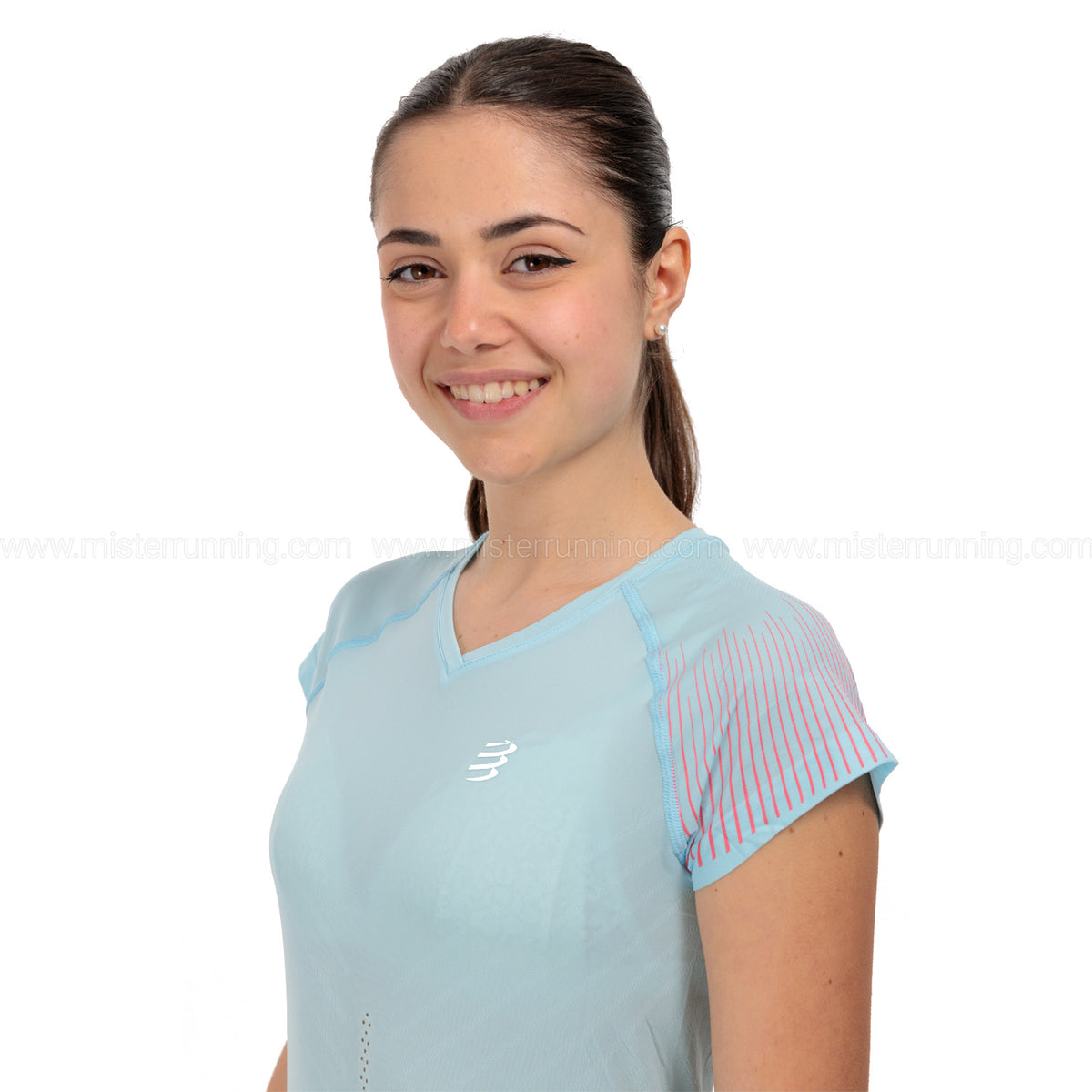 Compressport Performance Maglietta Acqua/Hot Pink