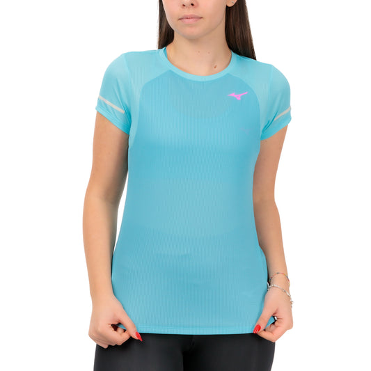 Mizuno Dryaeroflow Logo Maglietta Maui Blue