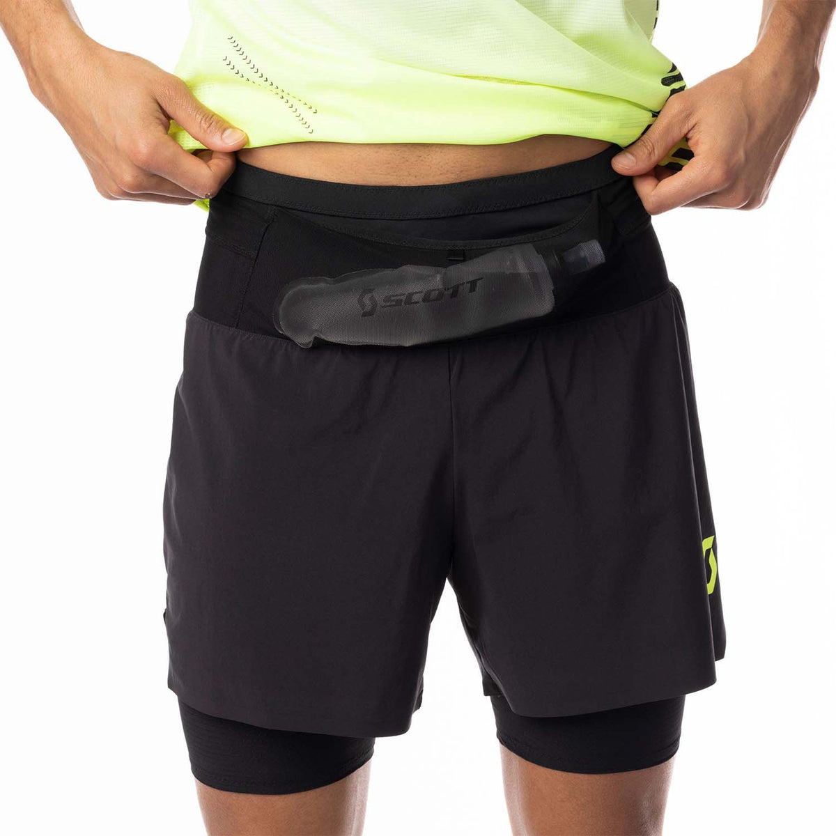 Scott Hybrid RC Run 4in Pantaloncini Black/Yellow