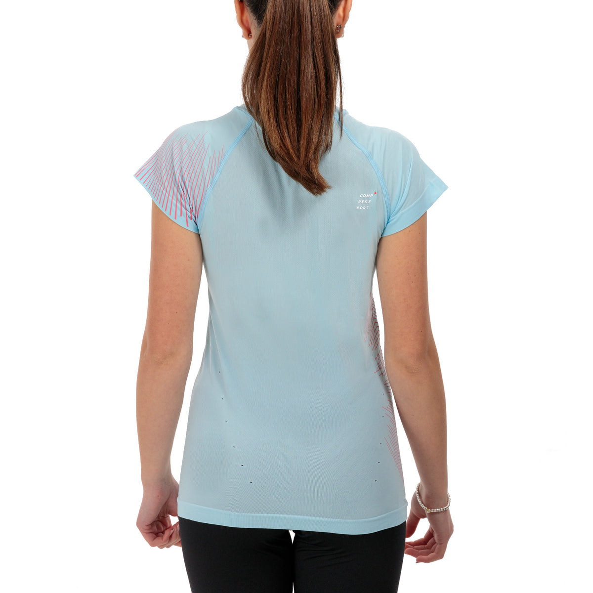 Compressport Performance Maglietta Acqua/Hot Pink