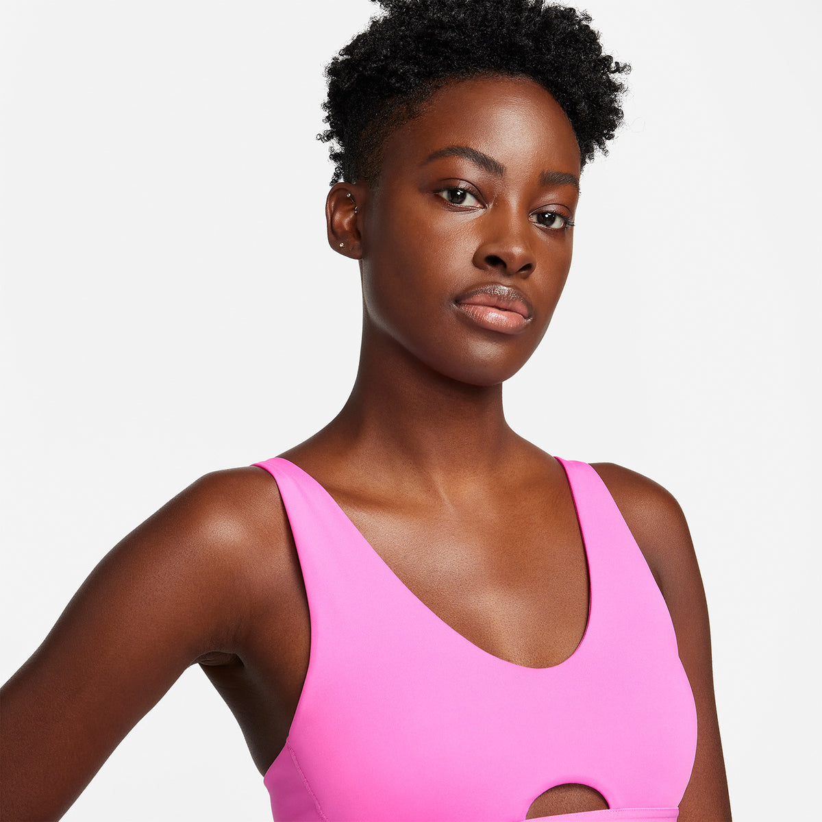 Nike Pro Indy Plunge Reggiseno Sportivo Playful Pink/Alchemy Pink/White