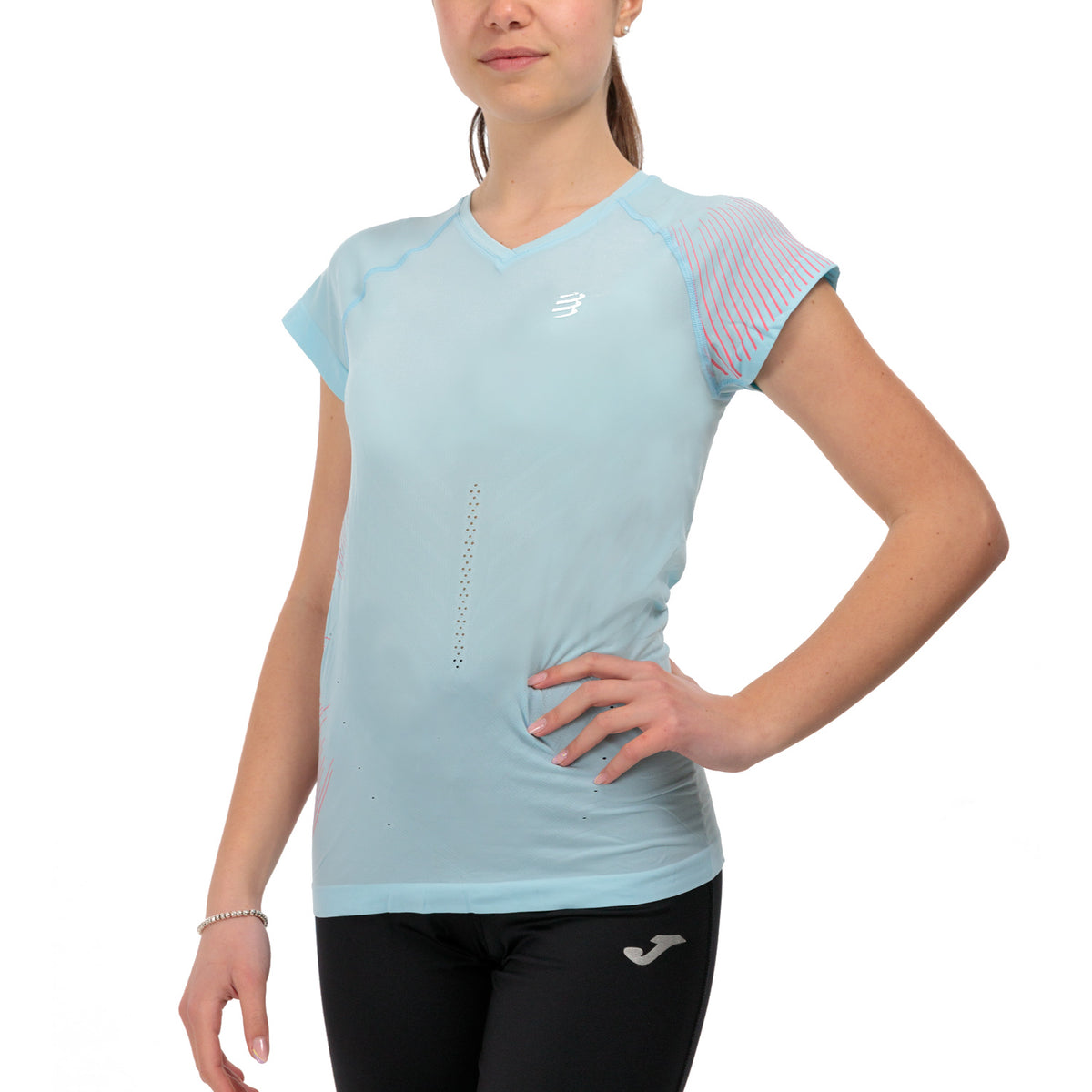 Compressport Performance Maglietta Acqua/Hot Pink
