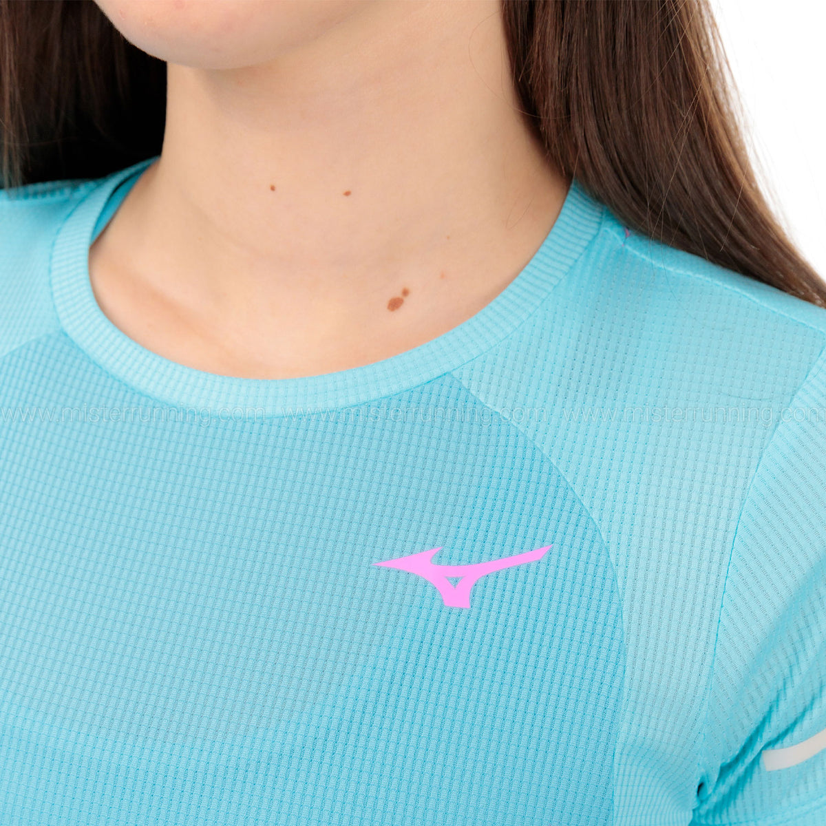Mizuno Dryaeroflow Logo Maglietta Maui Blue